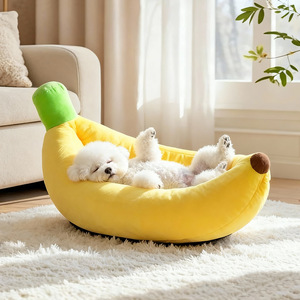 Cartoon Banana Pet <b>Bed</b> Cotton Plush <b>Nest</b> Removable Washable Dog Cat Sleeping <b>Bed</b> All Seasons Indoor Outdoor - Product Image 2