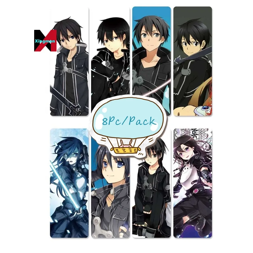 8 buah/set Digital cetak Anime pedang seni Online PVC kartun bookmark dicetak dengan Yuuki Asuna Kirito