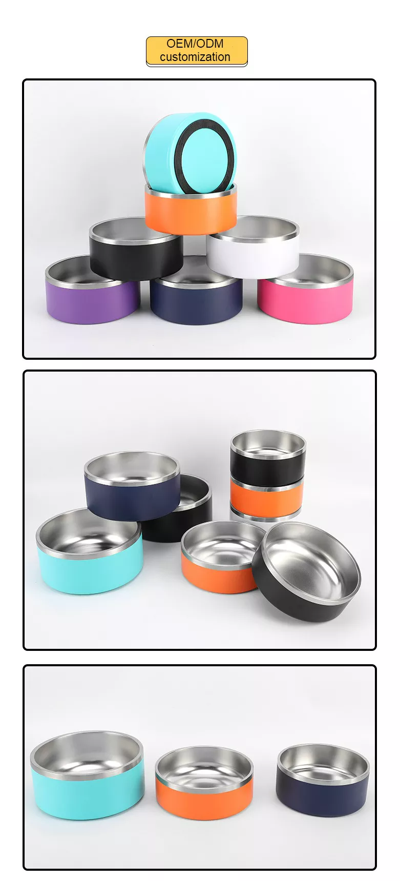 Eco Friendly 64oz 42oz 32oz Pet Feeders Food Water Container Stainless Steel Cat Dog Bowls