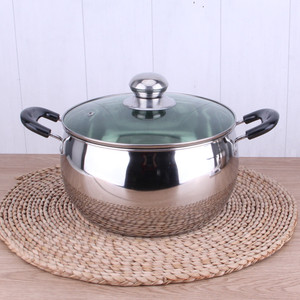 Stainless Steel Pearl Soup <b>Pot</b> With Lid <b>Induction</b> Compatible Double Handle Kitchen Cooker - Product Image 2