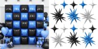 Kit de décoration murale en feuille d'aluminium 4D à motif damier avec auto-adhésif pour anniversaire, mariage, fête, photomaton