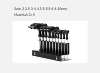 10 buah metrik T berbentuk pegangan Chave Allen kunci pas t-handle ekstra panjang lengan Hex kunci Set dengan pegangan plastik
