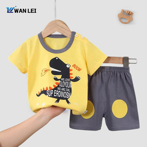 Ensemble de vêtements pour bébé garçon en coton 100% à prix avantageux, <span class=keywords><strong>pyjama</strong></span> court en deux pièces pour l'été, imprimé animal, doux - Product Image 6