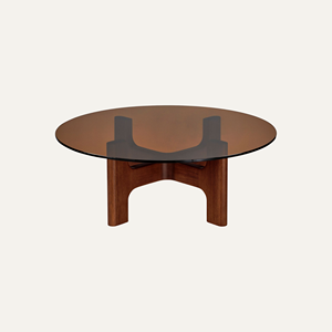 Table basse minimaliste en teck massif avec plateau en verre trempé, meubles de salon - Product Image 1
