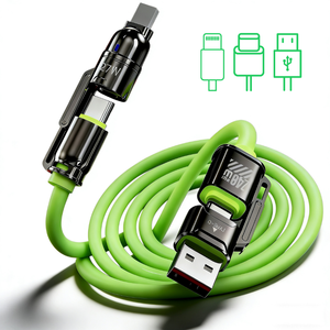 Câble de charge multifonctionnel 4-en-1 240W PD 3.1 en silicone liquide USB A C vers C Lightning 1m 1.5m 2m Câble de charge rapide - Product Image 1