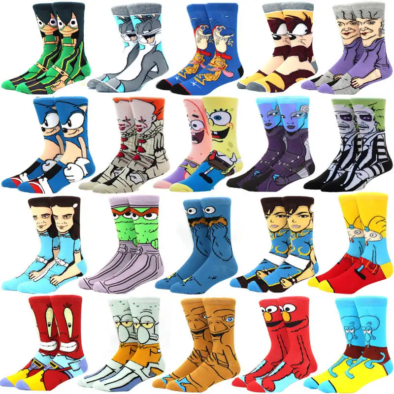 2024 Cartoon Character Designer Sock Funny Patterned For Men Women Wholesale Novelty Custom Animal Print Happy Socks