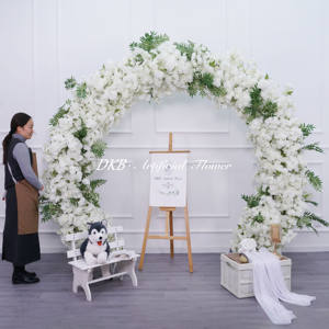 Usine à bas prix personnalisé arc de fleurs artificielles de mariage de luxe de haute qualité fleurs sauvages de printemps arc de mariage - Product Image 5
