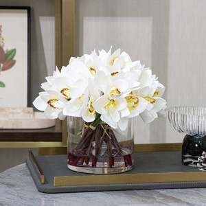 <span class=keywords><strong>Flores</strong></span> de ramo de orquídeas Cymbidium de tela de seda artificial realista para decoración de bodas al por mayor - Product Image 3