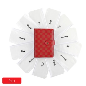 Raccoglitore di Budget <span class=keywords><strong>a</strong></span> scacchi A6 in pelle <span class=keywords><strong>a</strong></span> nuova versione calda <span class=keywords><strong>con</strong></span> anello <span class=keywords><strong>a</strong></span> fogli mobili 6 come sistema di buste di bilancio di tasche per raccoglitori in plastica - Product Image 4
