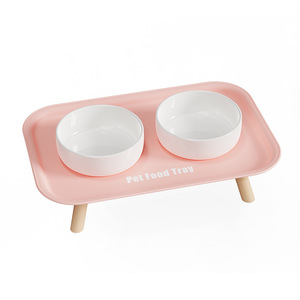 Pet Food Tray Ceramic Double Bowl Elevated Feeding Station For <b>Cats</b> - Product Image 1