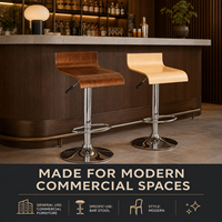 Tabouret de bar pivotant et réglable en hauteur en bois courbé pour cuisine, café et îlot de bar – Mobilier de bar personnalisé