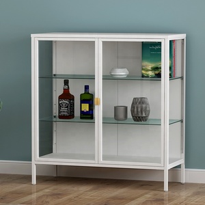 Mueble nórdico moderno para restaurante, armario de almacenamiento de <span class=keywords><strong>vajilla</strong></span> de Hotel y Buffet, aparador de vidrio de acero inoxidable - Product Image 2