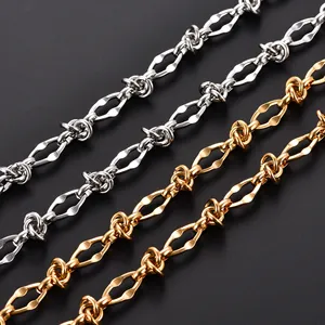 Collier ras du <span class=keywords><strong>cou</strong></span> massif en acier inoxydable 8 mm, style punk hip-hop, avec maillons et nœuds, couleur or, pour hommes et femmes, bijoux en métal lourd - Product Image 2