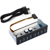 Nuevo Hub USB 3.0 de 7 Puertos con Panel para Unidad Óptica de 525 Pulgadas con Conversión de 19 Pines y Chip de Doble Núcleo