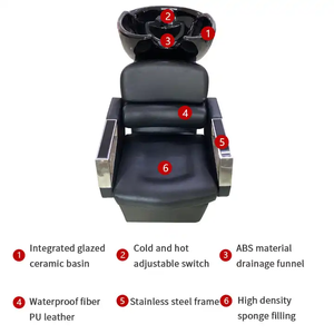 Cama de champú semirreclinable para peluquerías y peluquerías. Cama de champú con reposabrazos. Silla de champú. - Product Image 3