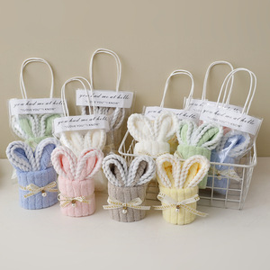 Cute Bunny Shaped Towel Gift 25x50 Cm Coral Fleece Roll For Birthday Wedding Favors Kindergarten Opening - Product Image 1