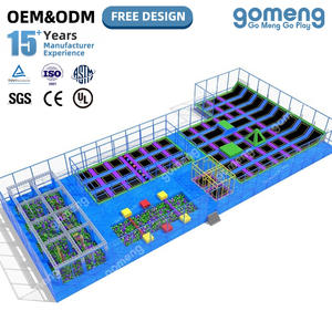 <span class=keywords><strong>Parc</strong></span> de jeux intérieur pour enfants avec trampoline, design rectangulaire attrayant, grand trampoline avec zone de jeu extensible - Product Image 1