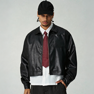 Giacca in Pelle Personalizzata, Stile Vintage Streetwear, Giacca Bomber in Pelle Pesante, Antivento, Oversize per <span class=keywords><strong>Uomo</strong></span> - Product Image 1