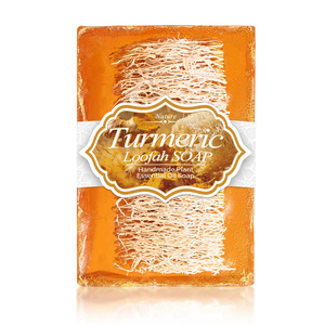 Savon de bain artisanal transparent aux huiles essentielles GINGER, barre corporelle exfoliante au loofah, anti-acné, nettoyant, massant et hydratant - Product Image 1