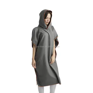 Super Absorbent Microfiber Surf Beach Poncho Dry Changing Robe With Soft Warm Hooded For Adult