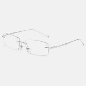 Petit Rectangle Polygone Diamant Alliage de Titane Sans Monture <span class=keywords><strong>Photogray</strong></span> Antireflet <span class=keywords><strong>Lunette</strong></span> Photochromique Montures en Titane Lunettes - Product Image 1