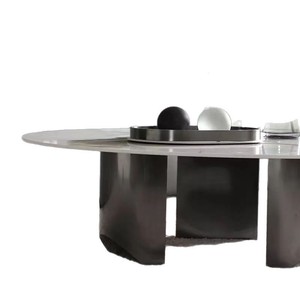 Marble <b>Coffee</b> <b>Table</b> <b>Round</b> Modern Living Room Furniture Nordic Style <b>Small</b> Apartment Use Stainless Steel Base DZ01 - Product Image 4
