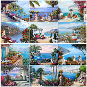 Peinture <span class=keywords><strong>de</strong></span> <span class=keywords><strong>diamant</strong></span> 5d à mosaïque <span class=keywords><strong>de</strong></span> paysages <span class=keywords><strong>de</strong></span> <span class=keywords><strong>mer</strong></span> et jardin, <span class=keywords><strong>broderie</strong></span> complète, Kit rond et carré - Product Image 2