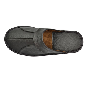 <b>Men</b> Genuine Cowhide Leather <b>Slippers</b> Breathable Shock Absorption Soft Smooth Sole <b>Bedroom</b> Flat Indoor Outdoor All Seasons - Product Image 4