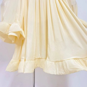Elegantes Vestidos de Verano con Cuello en V y Volantes Irregulares para Mujer, Mangas Largas, Cintura Alta, con Cordones, Pliegues Sueltos, Vestido Largo - Product Image 5