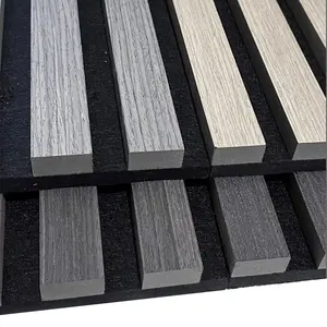 Akupanel Smoke Oak Wooden Slat Wall Panels Akustik Panel for home decoration curved acoustic slatted panels