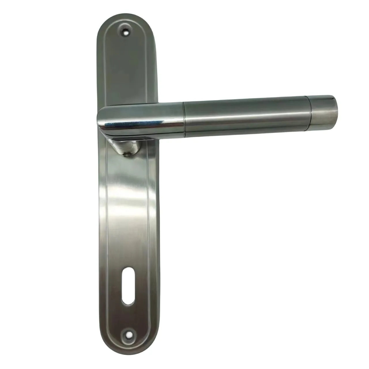 Bedroom Door Tube Lever Handle Door Hardware Stainless Steel Round Cover Stainless Steel Hollow Door Handle With Plate