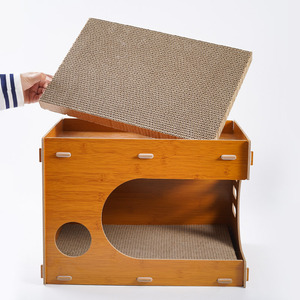 Solid wood cat nest detachable cat <b>bed</b> all season universal corrugated paper replaceable ventilated and breathable - Product Image 4