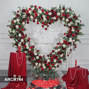 DKB High End Wedding Arch Decor Eco-Friendly Red Heart Shape <b>Flower</b> Arch for Hotel Wedding Party Decoration - Product Image 3