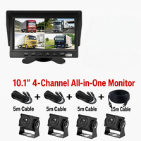 Système de caméra de recul AHD 2/4 canaux avec moniteur 10,1 pouces pour camions et bus, écran IPS, vision nocturne Ultra-HD, étanche IP67