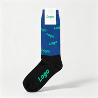 Chaussettes d'équitation techniques respirantes, durables, bleu-noir, avec logo personnalisé et compression de soutien