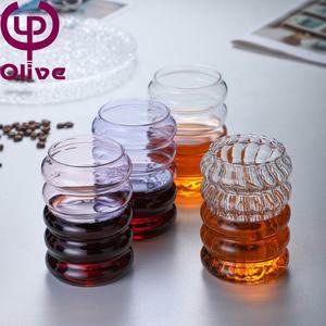 440ML rond jus lait verres tasse soufflé à la main spirale chenille boucle tasses belle couleur haute borosilicate verre tasse à café - Product Image 2