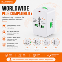 Adaptateur de Voyage Universel en Stock Prêt à l'emploi, Convertisseur de Prise Mondiale avec Protection Contre les Surtensions et Interrupteur de Verrouillage pour 150 Pays, Logo Personnalisé
