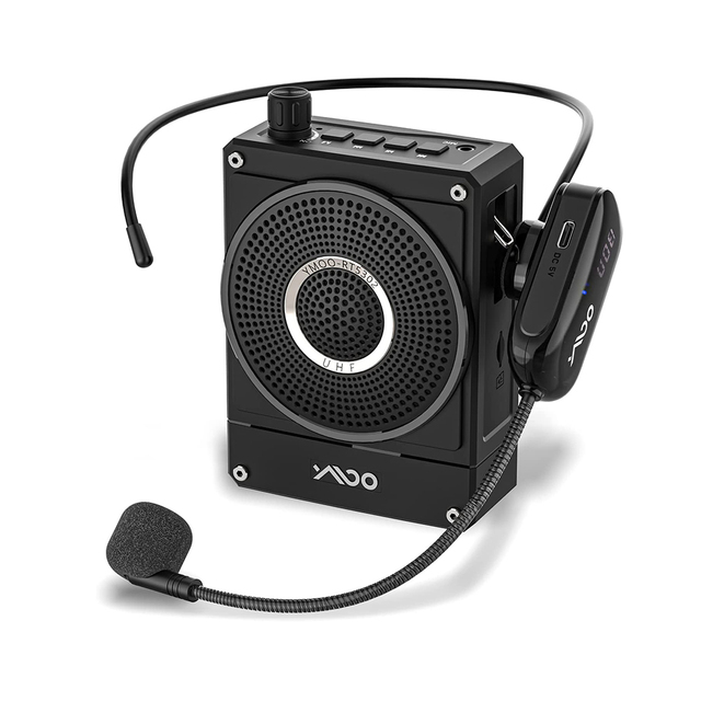 1Mii Professional Voice Amplifier Portable UHF Wireless Microphone Headset 10W 1800mAh Rechargeable PA System 50m Transmission
