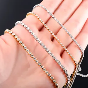 Collar de tenis chapado en oro brillante con circonita cúbica para mujer, gargantilla minimalista con cadena de cristal, accesorios de joyería de acero inoxidable - Product Image 5