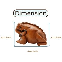 Frog Guiro Rasp - Small Instrument Musical Wooden Percussion Wood Block Instrument of Frog Noise Maker Made From Nature Wood