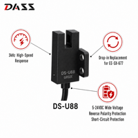 Sensor Inframerah Tipe Slot Fotolistrik Polimer Bentuk-U DASS Grosir Seri DS-U8 5-24V DC Respon Frekuensi Tinggi