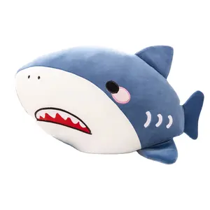 新款可爱鲨鱼鲸鱼枕头毛绒鱼柔软超柔软毛绒玩具水生动物小丑鱼玩具家居装饰儿童礼品