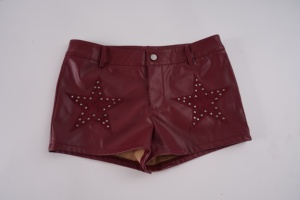 Dark Cool Style Star Patch Rivet PU Leather <b>Shorts</b>, Slim Fit Hot <b>Shorts</b> for Women, Party Music <b>Festival</b> Outfits - Product Image 6