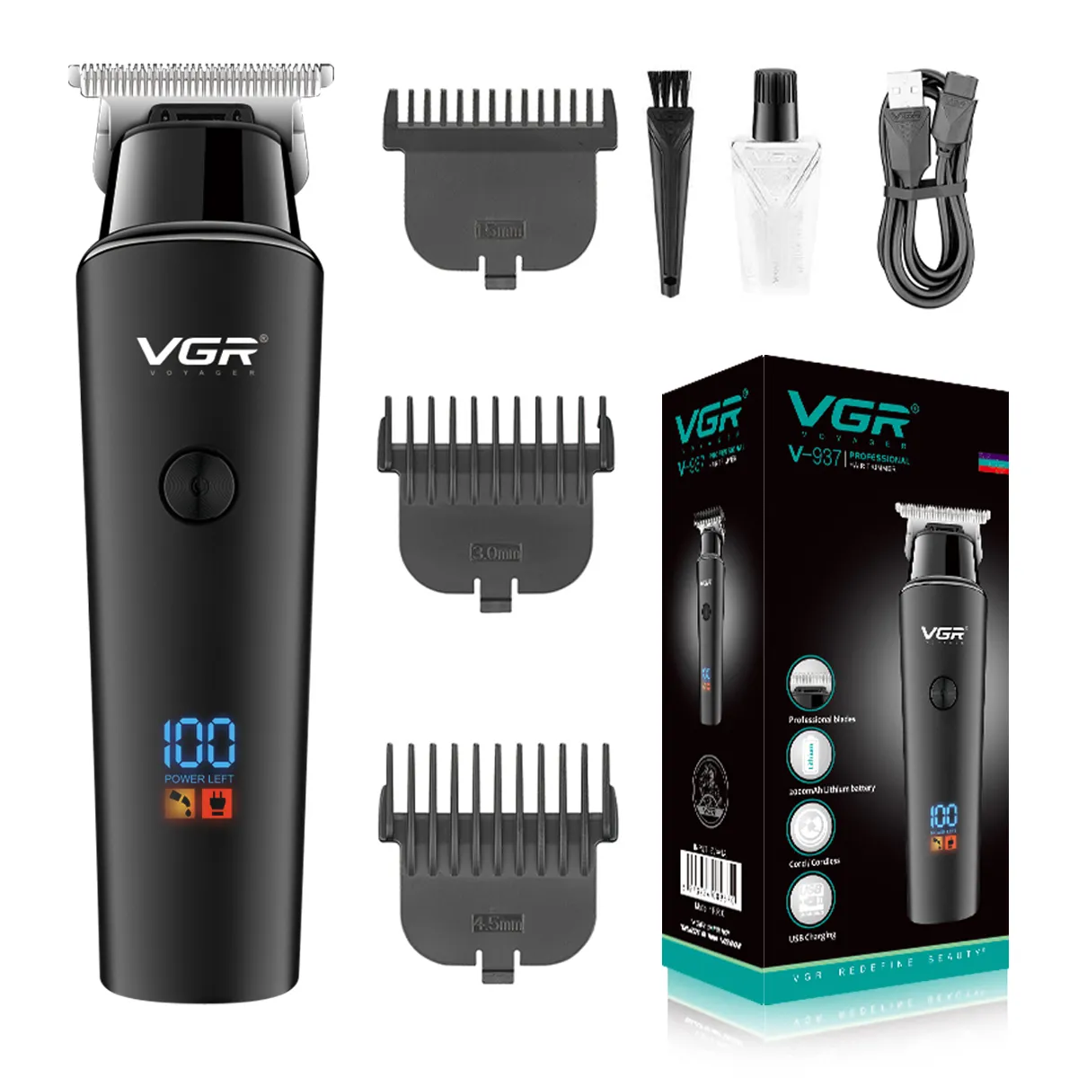 VGR V-937 New Desgin Barber Rechargeable Hair Clippers Professional Electric Cordless Hair Trimmer for Men