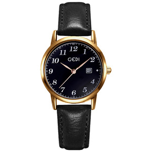 Reloj minimalista para mujer, reloj de cuarzo retro de alta gama con correa de cuero redonda, venta al por mayor - Product Image 6