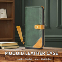 Étui à rabat en cuir WEVIEW Raku-Raku pour smartphone F-01L/F-42A avec sangle, porte-cartes, fermeture magnétique, style portefeuille, vert rétro, rangement