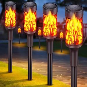 <b>Solar</b> Garden <b>Lights</b> <b>Flame</b> Effect Led Outdoor Decorative Lighting Warm <b>Light</b> 6-12 Hours Continuous ABS Material Chinese Style - Product Image 1