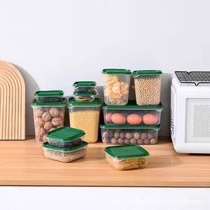 17件/套厨房收纳器谷物豆类收纳罐保存新鲜食品收纳盒冰箱食品密封保鲜盒