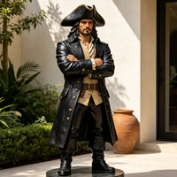 Statue de pirate moderne grandeur nature en résine pour jardin extérieur, sculpture de capitaine en fibre de verre à vendre
