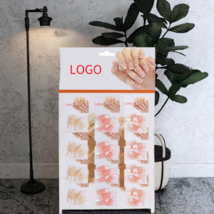 <span class=keywords><strong>Faux</strong></span> ongles personnalisés réutilisables en ABS, motif carré, français, couverture complète, longueur courte, pré-conçus, couleur nude unie - Product Image 4